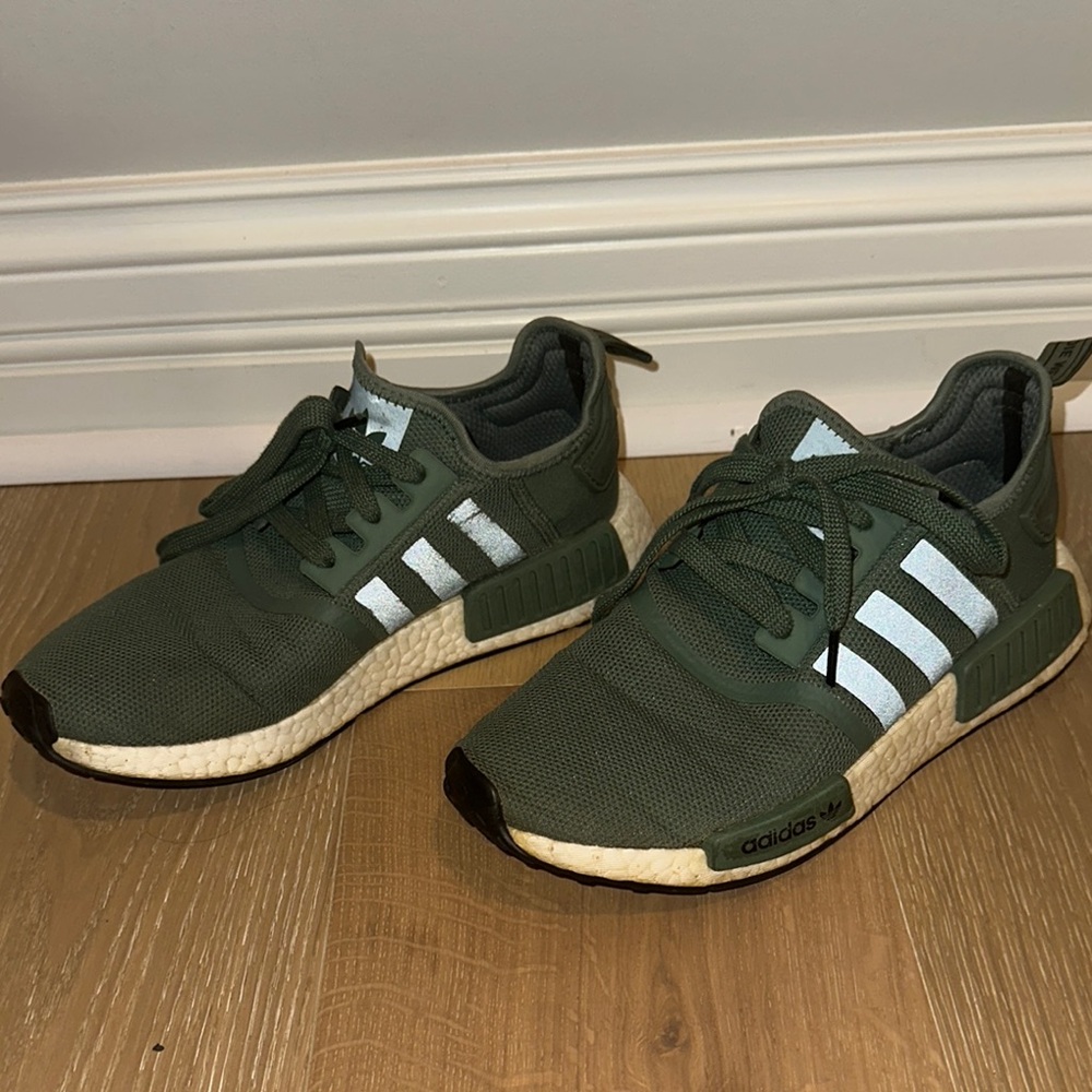 Adidas Green Sneakers with White Stripes